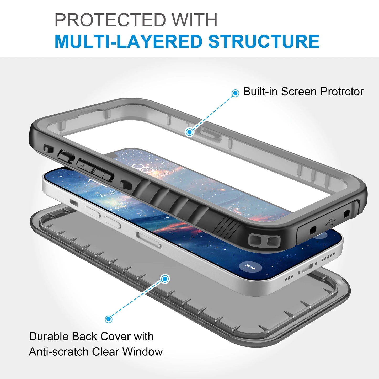 SPORTLINK Waterproof Phone Case Underwater Protect for iPhone 14 13 11 12 15 Pro Max SE 2nd 3rd 2022 Built-in Screen Protector
