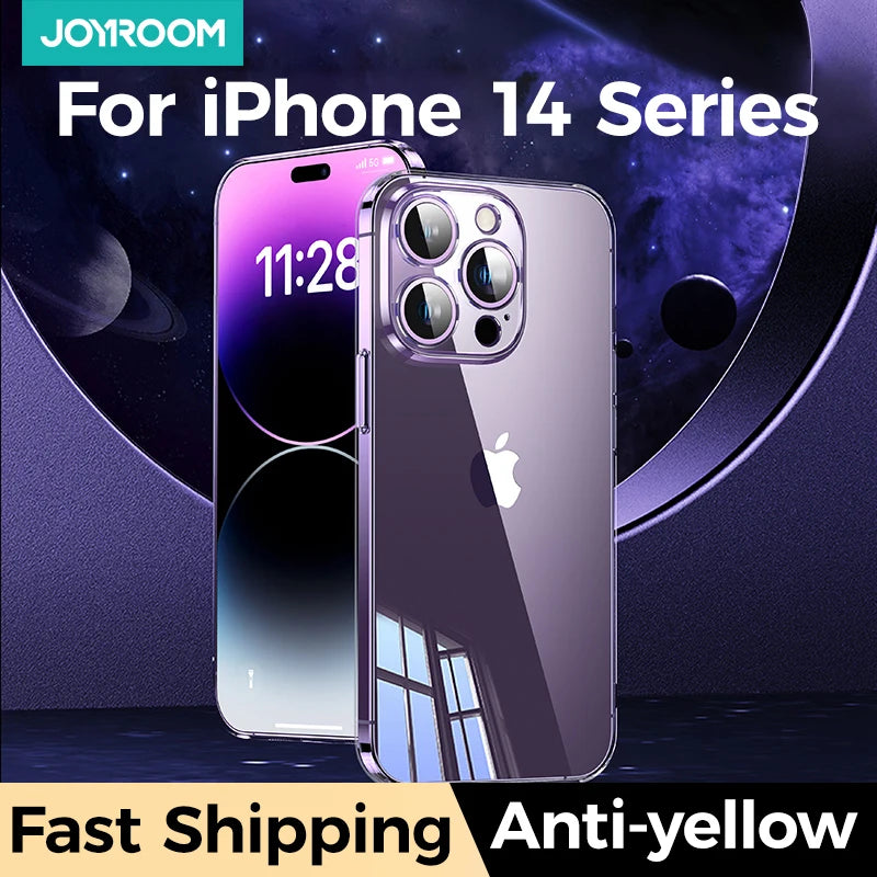 Joyroom Diamond Case For iPhone 14 13 12 Pro Max PC Shockproof Phone Cases Full Lens Protection Cover For iPhone Transparent