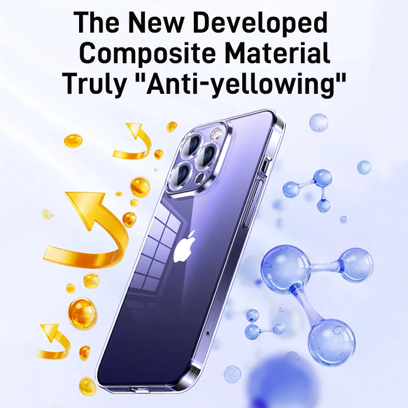 Joyroom Diamond Case For iPhone 14 13 12 Pro Max PC Shockproof Phone Cases Full Lens Protection Cover For iPhone Transparent