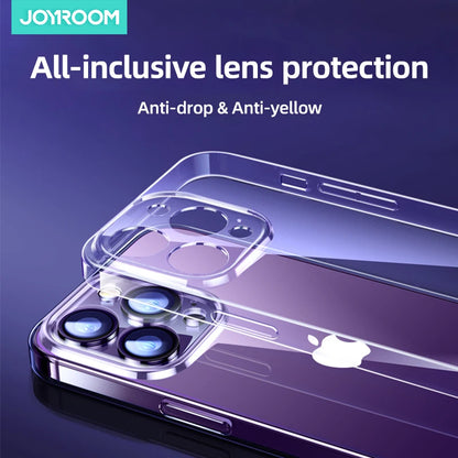 Joyroom Diamond Case For iPhone 14 13 12 Pro Max PC Shockproof Phone Cases Full Lens Protection Cover For iPhone Transparent
