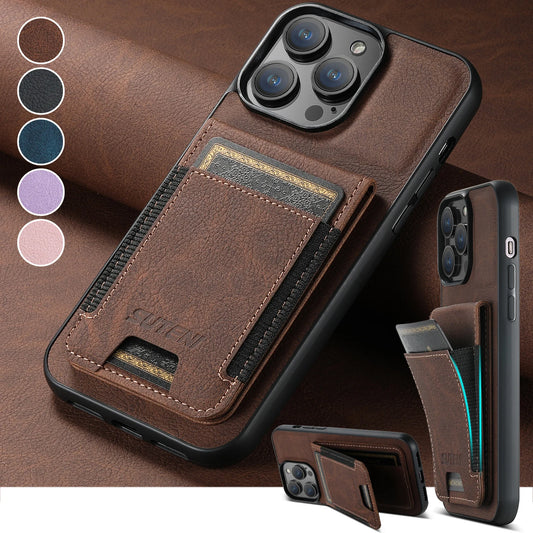 SUTENI Luxury Leather Magnet Card Holder Phone Case Flip Wallet Kickstand Cover For iPhone 15 14 13 12 11 Pro Plus Max X Xs XR